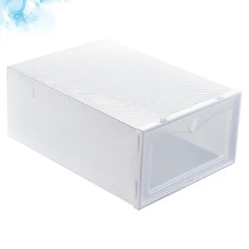 

6Pcs 33x23x13cm Dustproof Shoes Case Thicken Shoes Box Drawer Style Shoe Storage Box White
