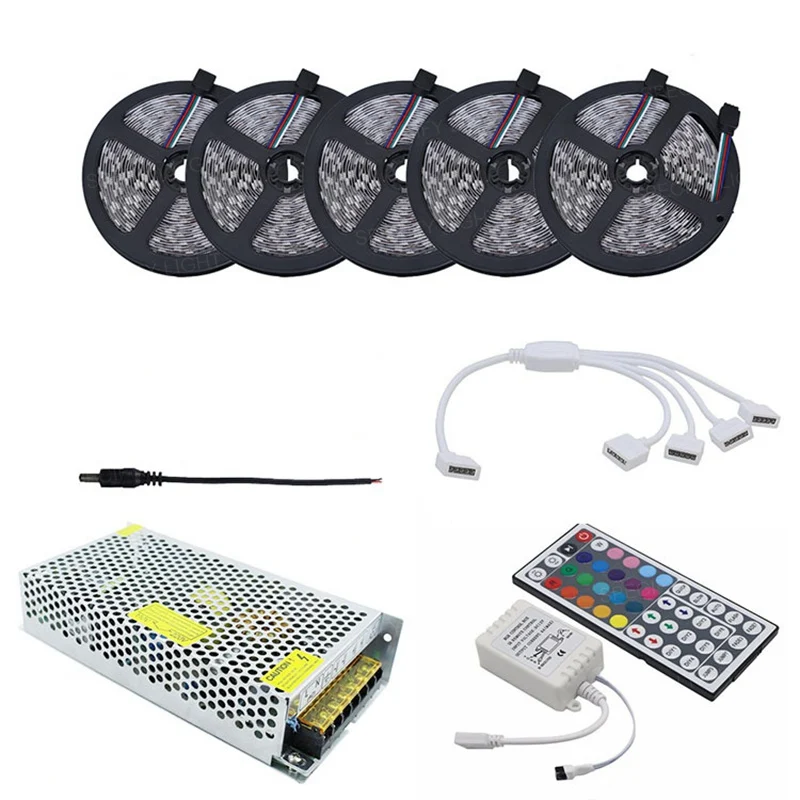 10M 15M 20M 30M Waterproof 5050 LED-Strip RGB DC 12V Flexible LED Strips 24 44 Keys Remote Controller Room TV Walls Decration (7)