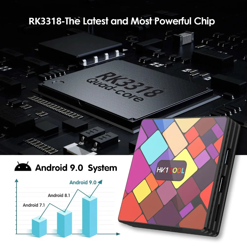 Четырехъядерный процессор RK3318 64 бит Android 9,0 ТВ приставка Поддержка 2,4G/5G wifi 4K телеприставка