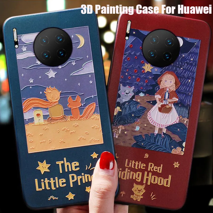 

Luxury 3D Emboss Painting Little Prince Silicone Case For Huawei P30 P20 Lite Pro P10 Plus Mate 10 20 Pro Nova 3 3e 5 5I 4e Case
