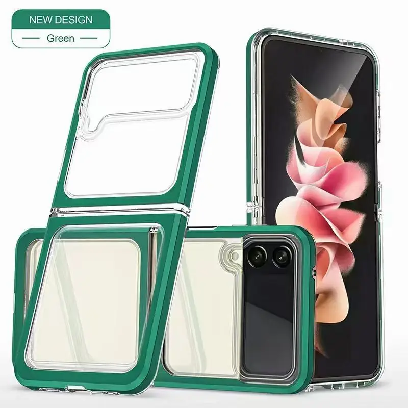 samsung cute phone cover Multiple Transparent For Samsung Galaxy Z Flip3 Flip 3 5G Case Silicon Frame Hard Clear Protection Cover kawaii phone case samsung Cases For Samsung