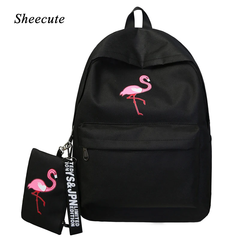 

Girls School Bags Children Backpacks Student Bags Large Capacity Fashion Flamingo Print Canvas Backpack for Teenage Girls Bags