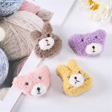 

5Pcs/Lot Cute Cartoon Bear Doll For Kids Hair Clip Accessories Plush Rabbit Appliques For DIY Cloth Hat Handbag Brooch Socks