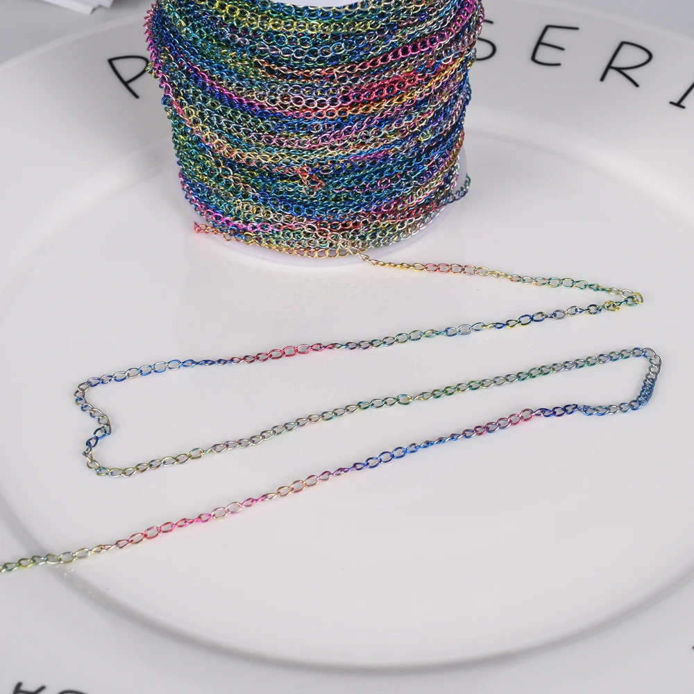2 Meter 2.5mm Rainbow Necklace Bracelet Diy Extended Extension Chain