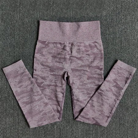 Purple-Legging Камуфляжный комплект для йоги, женские бесшовные комплекты для тренировок, одежда для занятий йогой, леггинсы+ спортивный бюстгальтер, комплект спортивной одежды для бега - Цвет: Purple-Legging