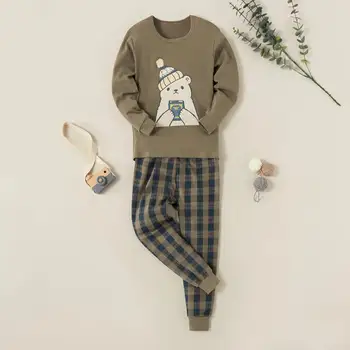 

PatPat 2020 New Autumn and Spring Fashionable Kids Boy and Girls Sets Suits Tee and Plaid Pants Set Cute Design Children Clothes