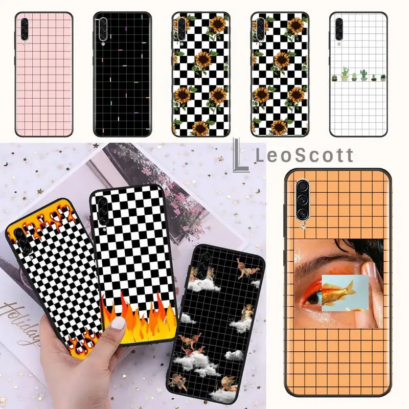 

Color checkerboard flame Phone Case For Samsung Galaxy M10 20 30 A 40 50 70 71 6S A2 A6 A9 2018 J7 CORE PLUS STAR S10 5G C8
