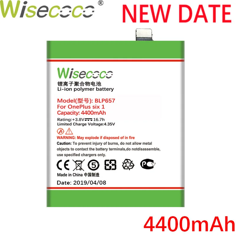 

Wisecoco BLP657 4400mAh For OnePlus 6 OnePlus Six 1+ In Stock Latest Produce High quality battery+Tracking number