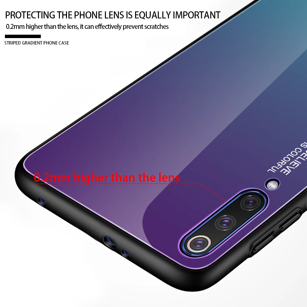 Роскошный чехол из градиентного стекла для Xiaomi mi A3 A2 A1 mi 9 SE 9t Pro CC9 CC9E чехол из твердого стекла цветной чехол для Xiaomi mi A3 mi 9 чехол s