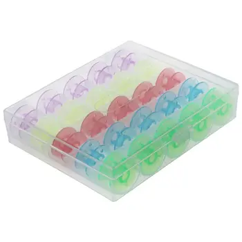 

Ideal 25 Empty Bobbins Sewing Machine Spools Colorful Plastic Case Storage