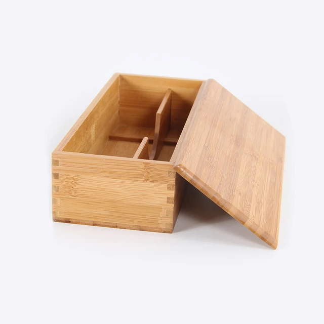 1pc Bamboo Wood Cutlery Storage Box Kitchen Restaurant Storage