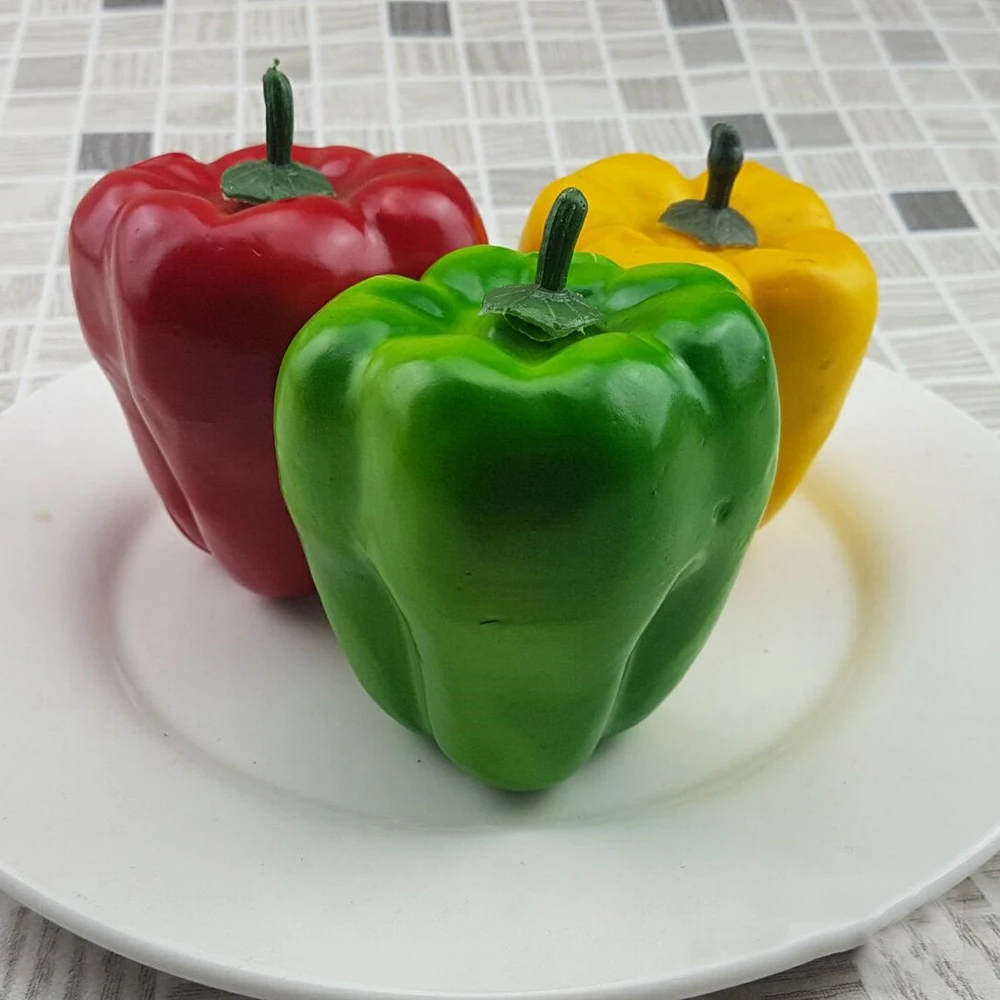  3PCS Artificial Imitated Peppers Vegetables For Christmas Party Decoration Plastic Shop Display Fak - 4000278967051