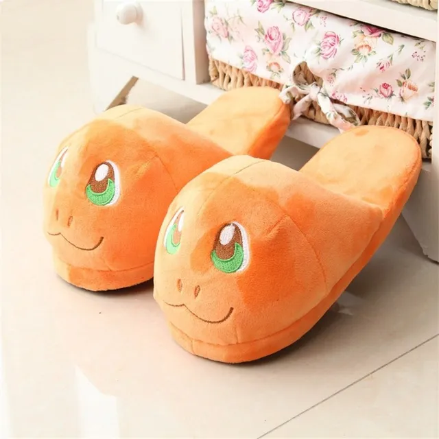 TAKARA TOMY Pokemon Kawaii Cartoon Pikachu Munchlax Charmander Eevee Squirtle Plush Slippers Indoor Warm Winter Adult Shoes