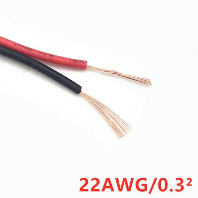 100 метров 2 ядра 20 мм/22 мм/18/17/15AWG UL2468 Электрический провод из чистой меди кабель с ПВХ-изоляцией для светодиодов ленточный кабель красные, черные провода - Цвет: 2 Cores  22AWG