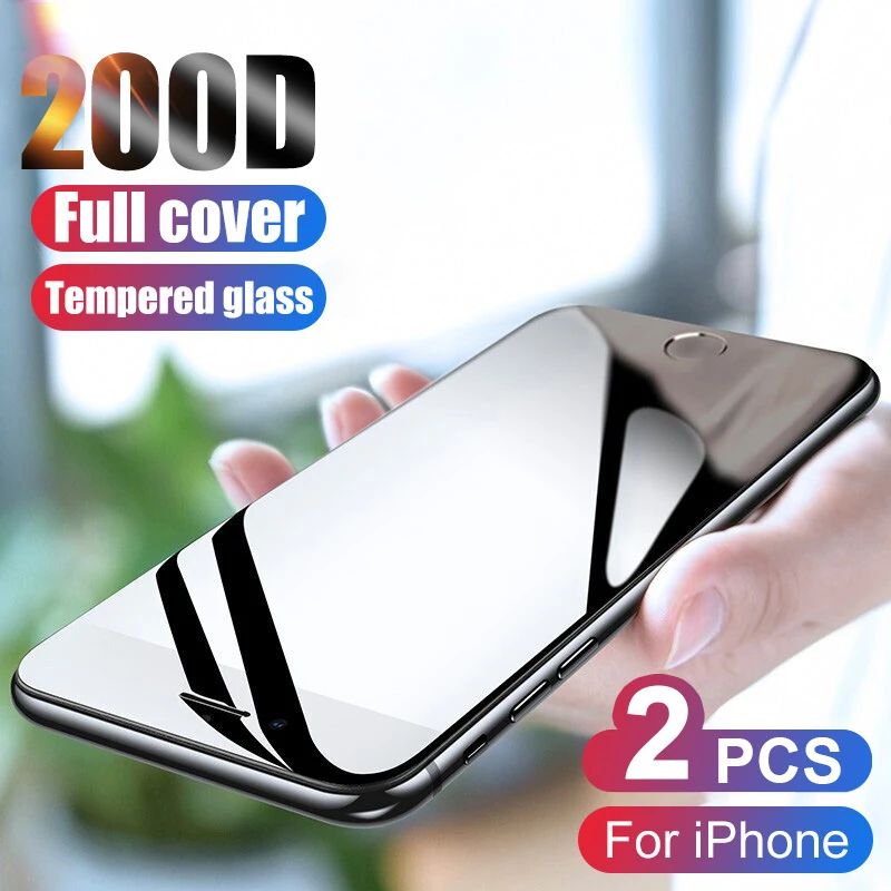 Изогнутое закаленное стекло 200D для iPhone 7 6 8 6S Plus Защита экрана X XR XS 11 Pro Max 2