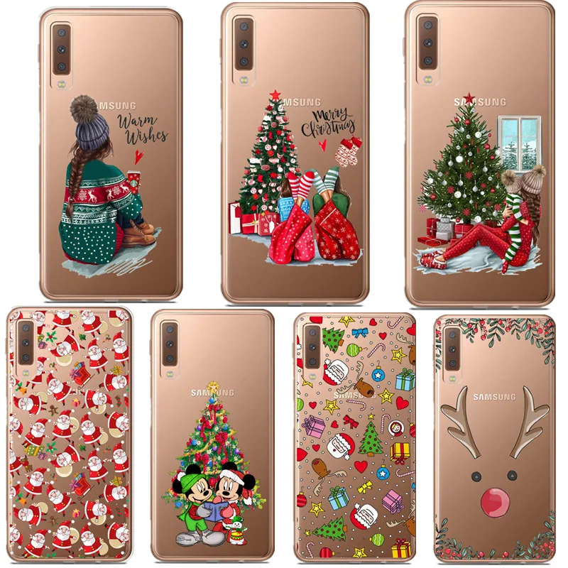 

Marry Christmas Clear Silicone TPU Cover Phone Case For Samsung Galaxy A10 A30 A50 2019 A6 A8 Plus A9 2018 A70 A80 2019