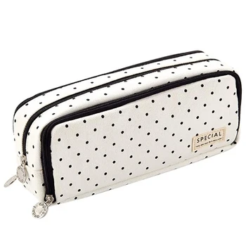 

ANGOO Pencil Case Big Capacity Double Open Pencil Pouch 3 Compartments Canvas Makeup Cosmetic Pouch for School Office