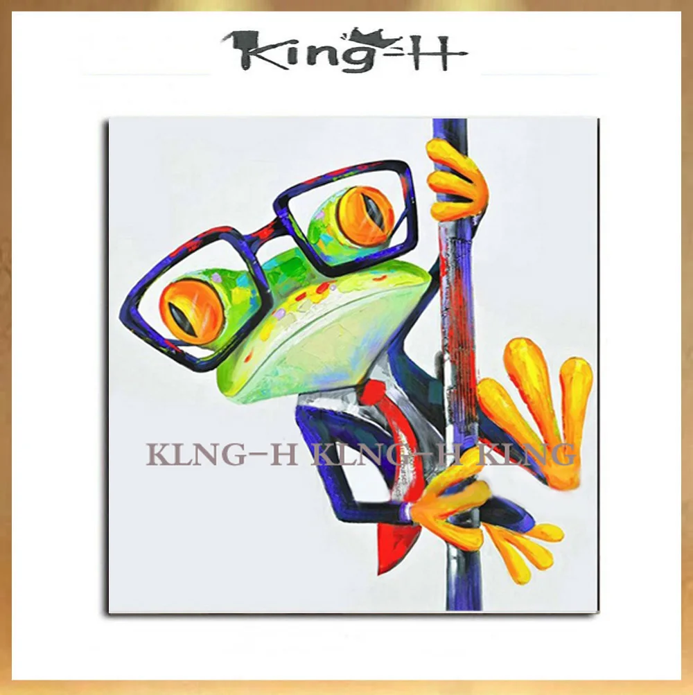 Arte De Lona Envío Gratis Grande Barato 100% Pintado A Mano Dipinti Pintura Al Óleo De Rana Moderna Decoración De Pared De Sala De Estar