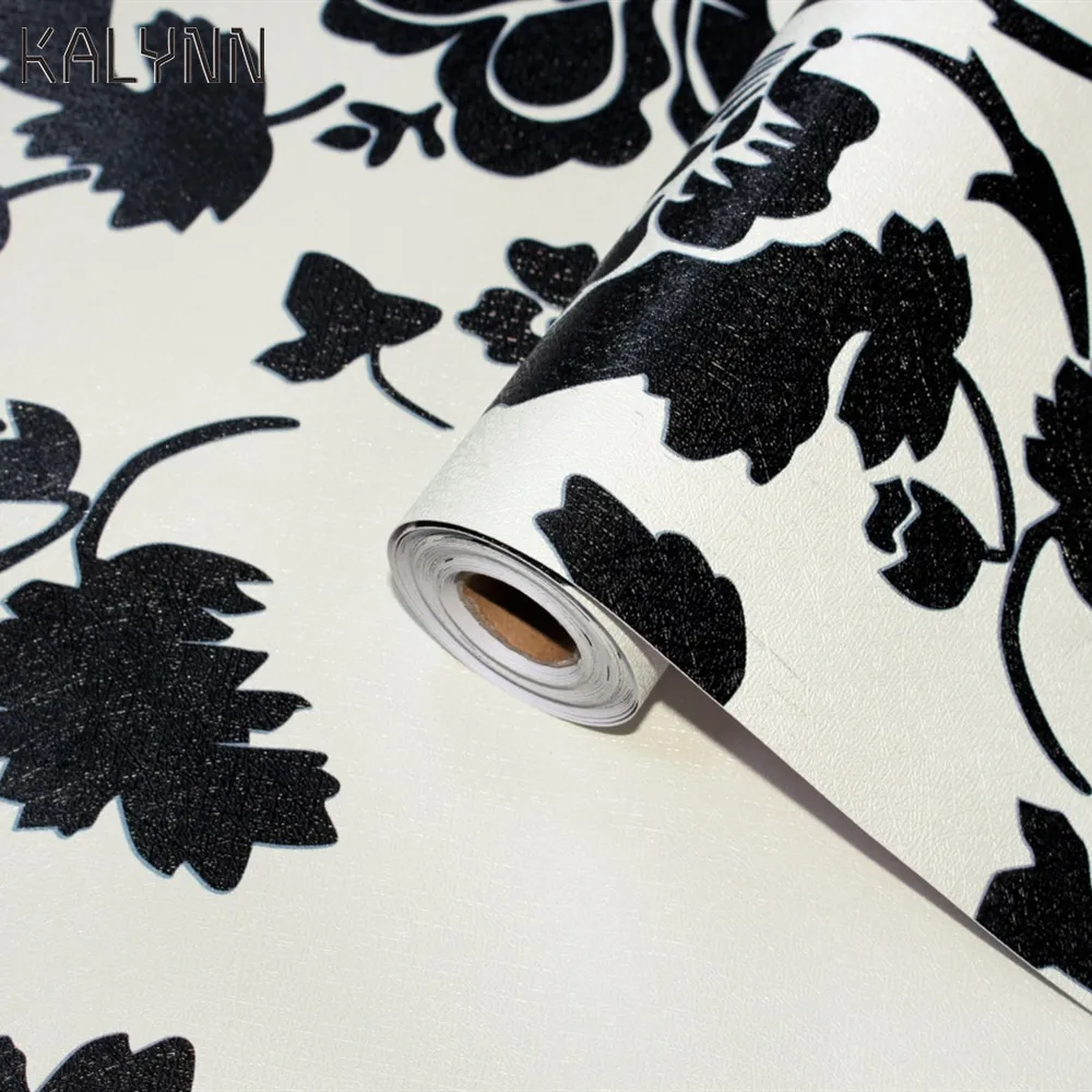 

Thick European luxury atmosphere black Damascus pattern waterproof pvc self-adhesive background wall cafe wallpaper barbershop