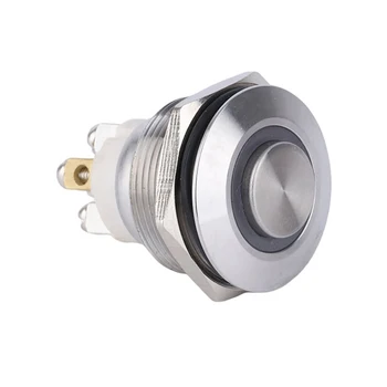 

22mm Reset Momentary Metal Push Button Switch LED Light 12V 24V 110V 220V 4 Screw Foot Waterproof Car Power Button Switch