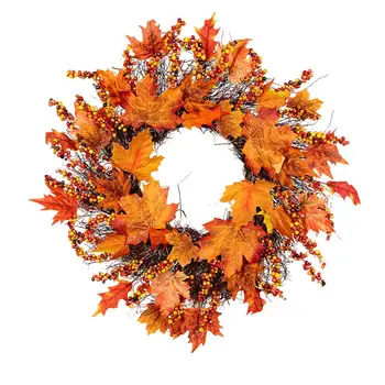 

Christmas Thanksgiving Autumn Color Garland Window Restaurant Home Maple Leaf Decoration Ornaments Holiday Pendant Wreath