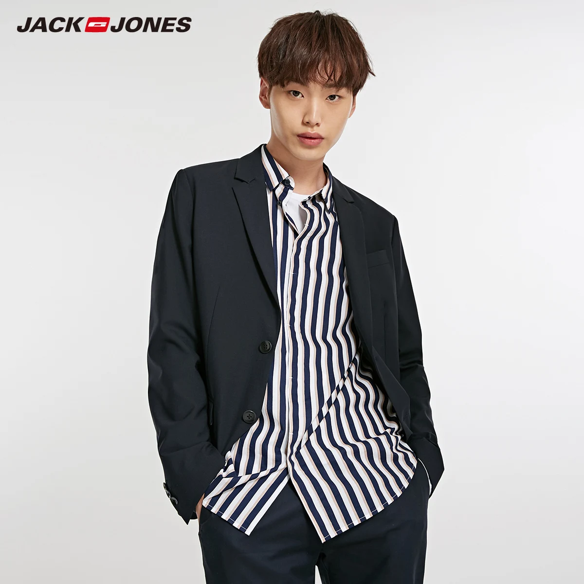 JackJones Джек Джонс мужской пиджак с шерстяным пальто деловой Блейзер | 218308501 - Цвет: MIDNIGHT