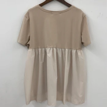 

Women Short Sleeve T-Shirt Korean Fashion Summer Fake Two Piece Mesh Patchwork Girls Casual Tops Loose Female Shirts 2020 New