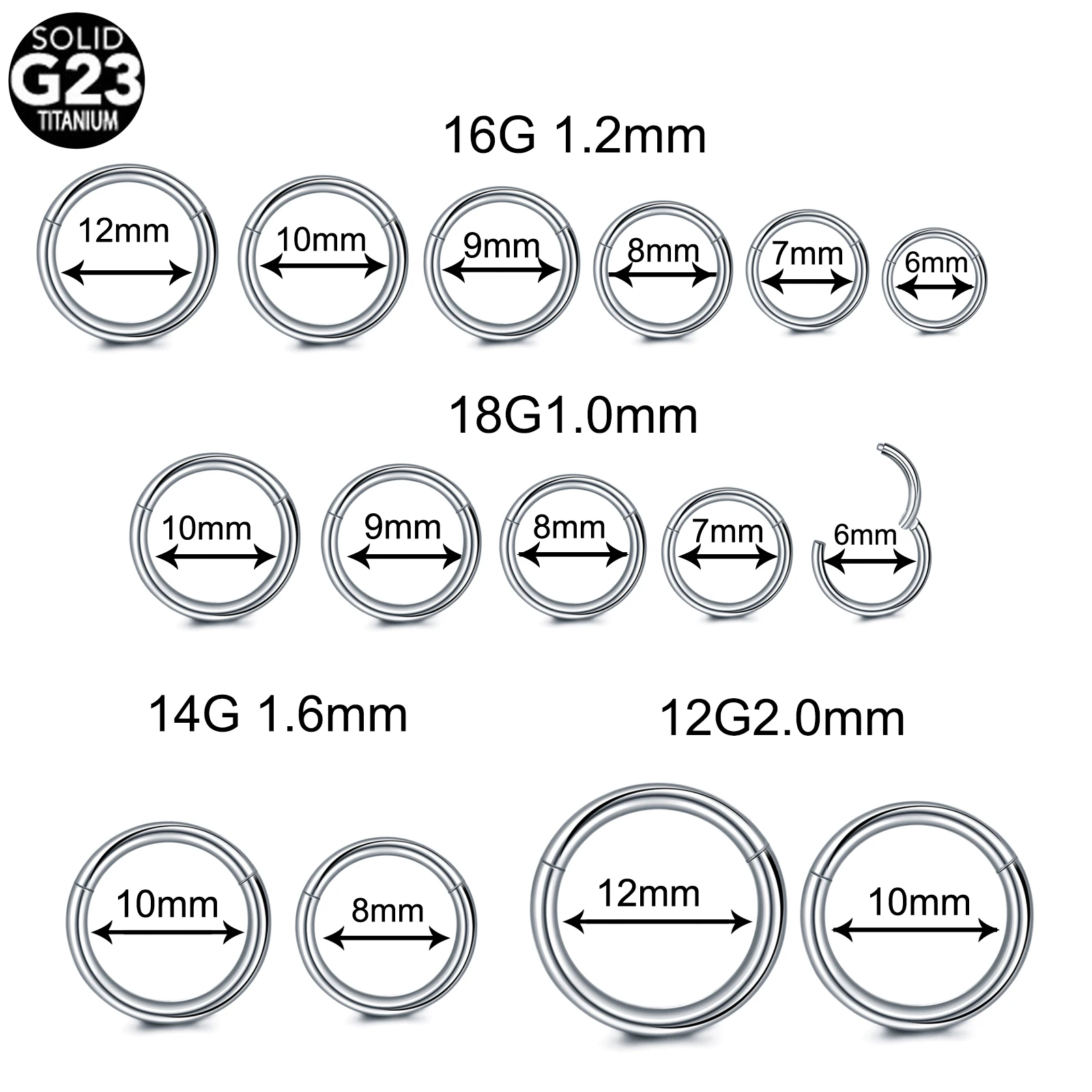 10Pcs Wholesale Titanium Piercing Segment Ring Septum Clicker Helix Conch Daith Pircing Nose Hoop Earrings Body Piercing Jewelry