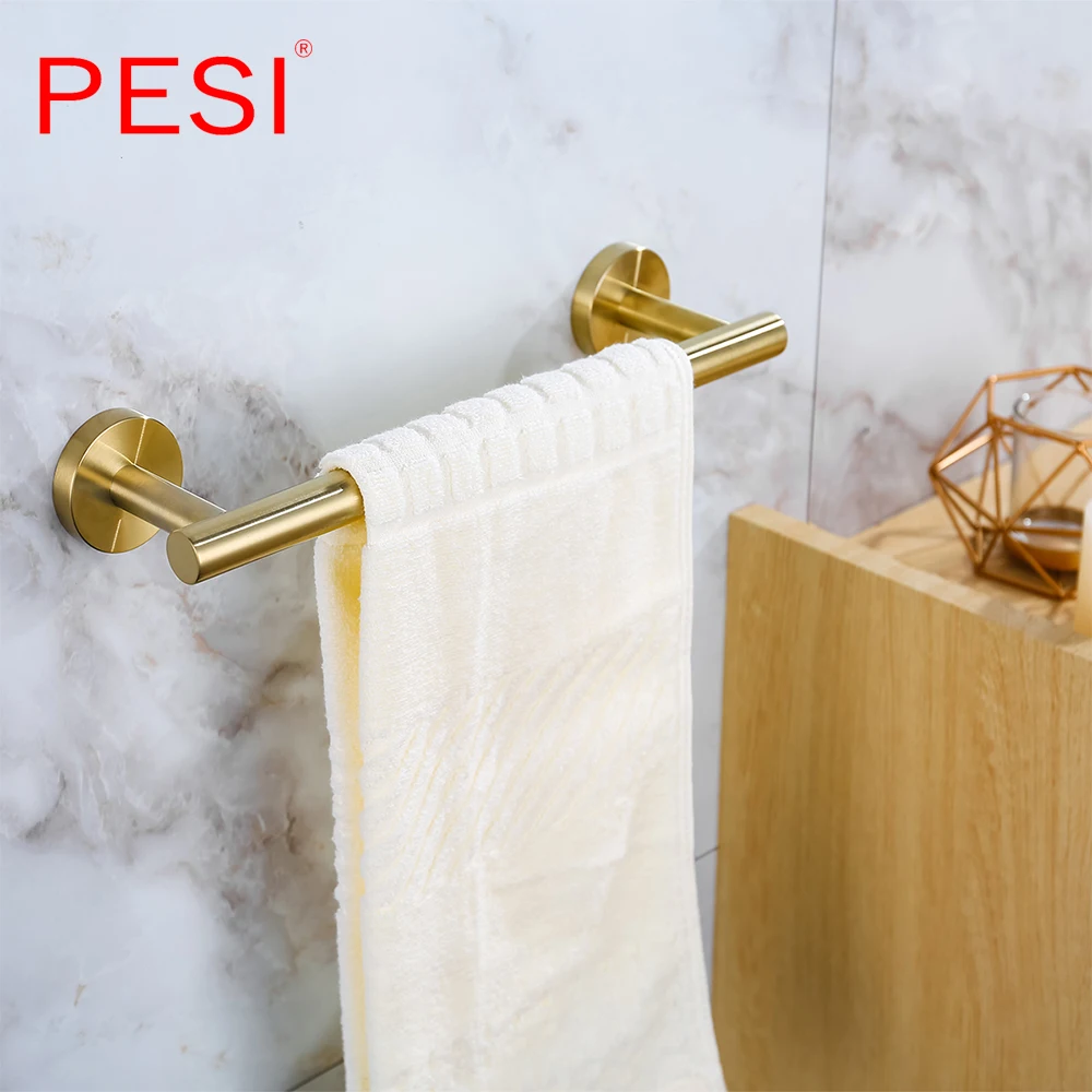 Brushed Gold Bathroom Accessories Sets Towel Rail Rack Holder Toilet Tissue Paper Holder Coat Robe Hook Stainless Steel Bath Set