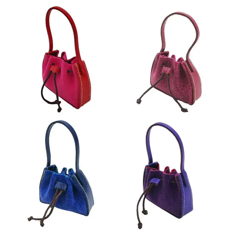 

1:12 Dollhouse Mini Hand Bag Doll Accessories 4 Colors Leather Bag Pocket Dollhouse Simulation Model Christmas Gift Dollhouse