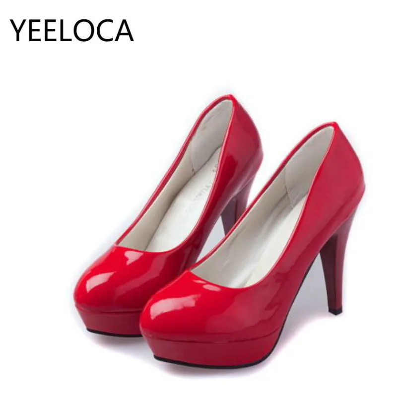 Туфли YEELOCA женские из лакированной кожи высокий каблук 11 см платформа низкий
