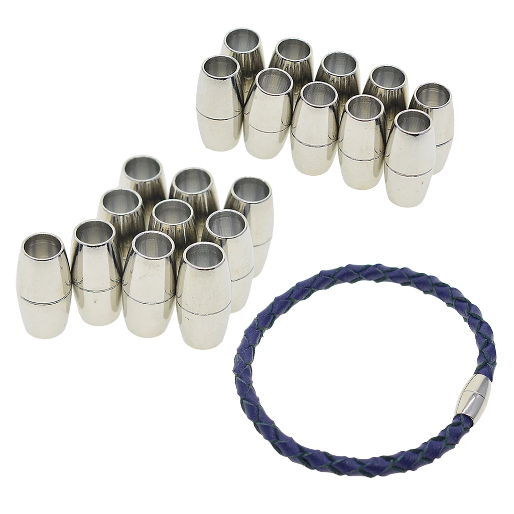 

20Pcs Barrel Tube Magnetic Clasp Converter Connectors Leather Cords Findings stainless steel silver barrel-shaped magnetic clas