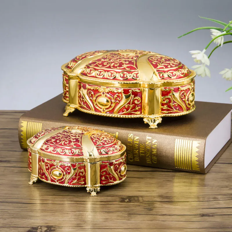 2021 European Style Creative Trinket Metal Jewelry Box High End Princess Girlfriend Birthday Wedding Gift Keepsake Organizer Box