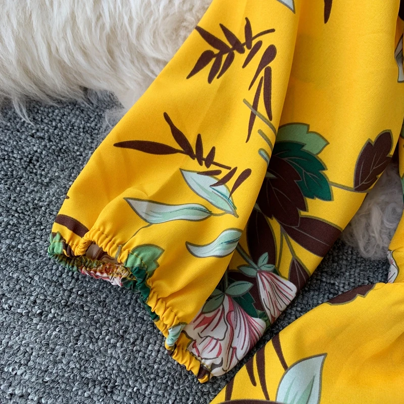 Boho V образным вырезом Летнее цветочное платье миди длинное шифоновое платье Вечерние Бандажное женское повседневное вечернее элегантное пляжное праздничное ТРАПЕЦИЕВИДНОЕ ПЛАТЬЕ
