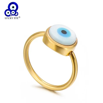 

Lucky Eye Shell Turkish Evil Eye Ring Rose Gold Silver Color Wedding Band Ring Party for Women Girls Fashion Jewelry LE523