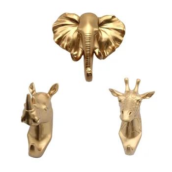 

3Pcs Head Single Wall Hook/Hanger Modern Animal Shaped Coat Hat Hook Wall Piece Decorative Resin Home Furnishing