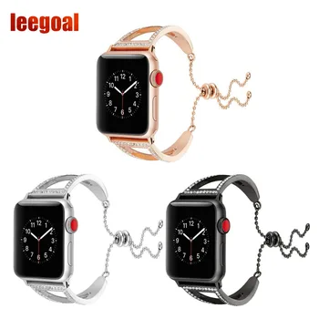 

steel for apple iwatch Strap Stainless Steel 38mm 42mm Hollow-out Rhinestone Cuff for Apple iWatch Series 1 2 3
