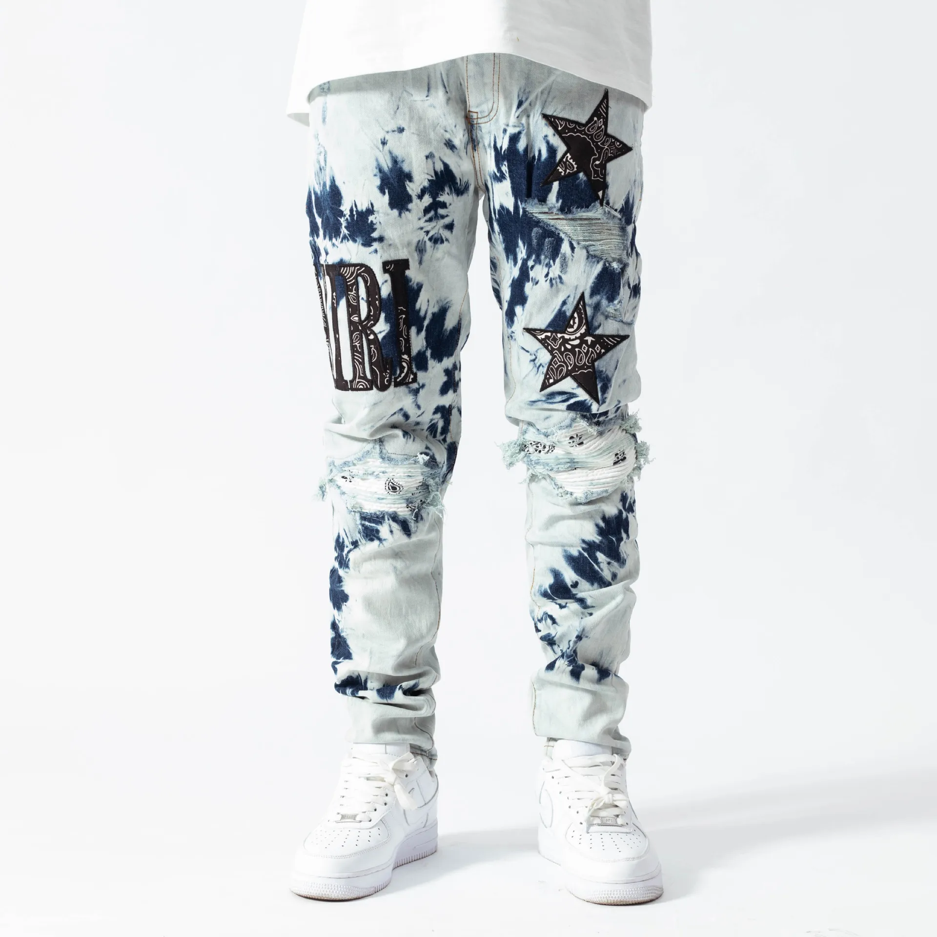 Slim Jeans Elastic Pants Mens Trousers 