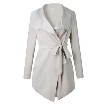 

Autumn Adjustable Waist Coats Women Wide Lapel Belt Blend Oversize Asymmetric Open Stitch Outwear Cardigan Coat hc