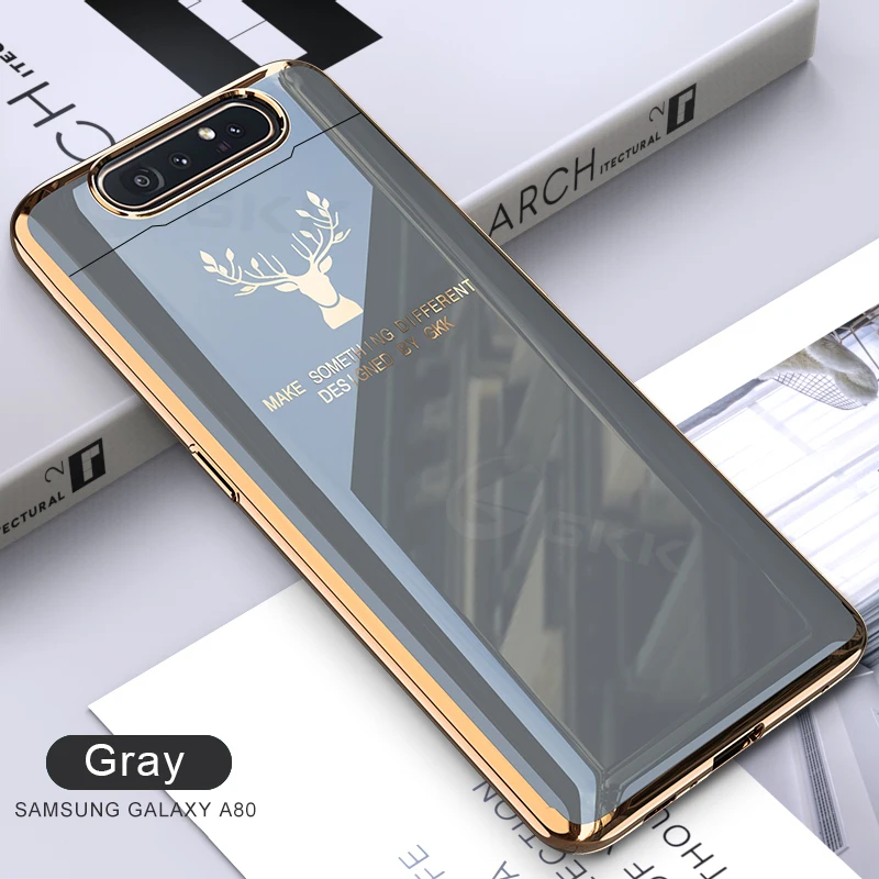 GKK Lifting Protection Case For Samsung A80 Case Luxury Plating Elk Patterns Anti-knock Hard Cover For Samsung A80 Case Fundas silicone case samsung Cases For Samsung