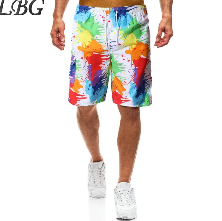 LBG 4XL летние пляжные шорты с карманами прямые мужские повседневные шорты на шнурке мужские большие размеры свободные бермуды masculina