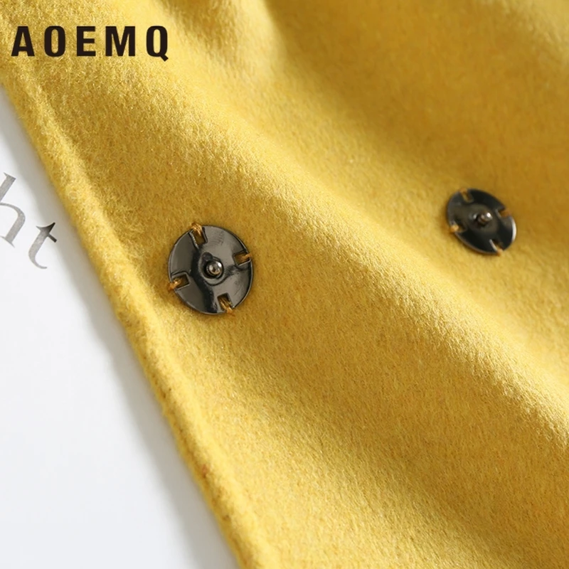 AOEMQ, модное зимнее пальто, теплое, шерсть, хлопок, куртки, Англия, твердая шерсть, смесь, Регулируемая Талия, для офиса, для женщин, одежда