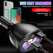 

Dual USB Car Charger 2 Port Auto Cigarette Lighter Sockets LED Screen QC3.0 Fast Charging Car Charger Power Adapter Plug