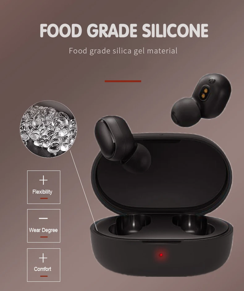 

TWS Wireless Bluetooth Earphone Accessories Anti-shock Flexible Silicone Cover Headset Protective Case for Xiaomi Redmi Airdots