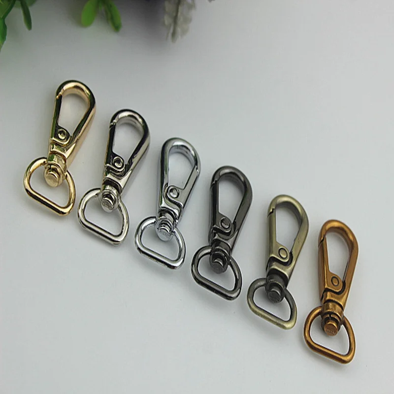 

20 шт./лот застежки-карабины для мешков, фурнитура, фурнитура, крючок, металлические кольца, золотистый, серебристый, застежка для пистолета, соединитель для собак