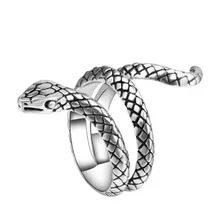 

Ring For Women Girls Snake Fashion Men Jewelry Vintage Ancient Silver Color Punk Gothic Adjustable Rings Creative Snake Ring
