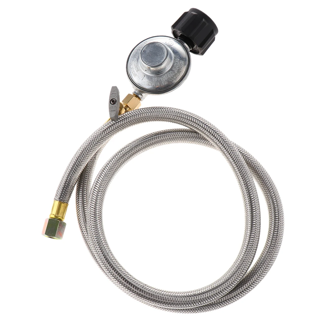 4FT Adjustable Propane Regulator with Hose Gas Grill Regulator Hose and Pipe for QCC1 Tank