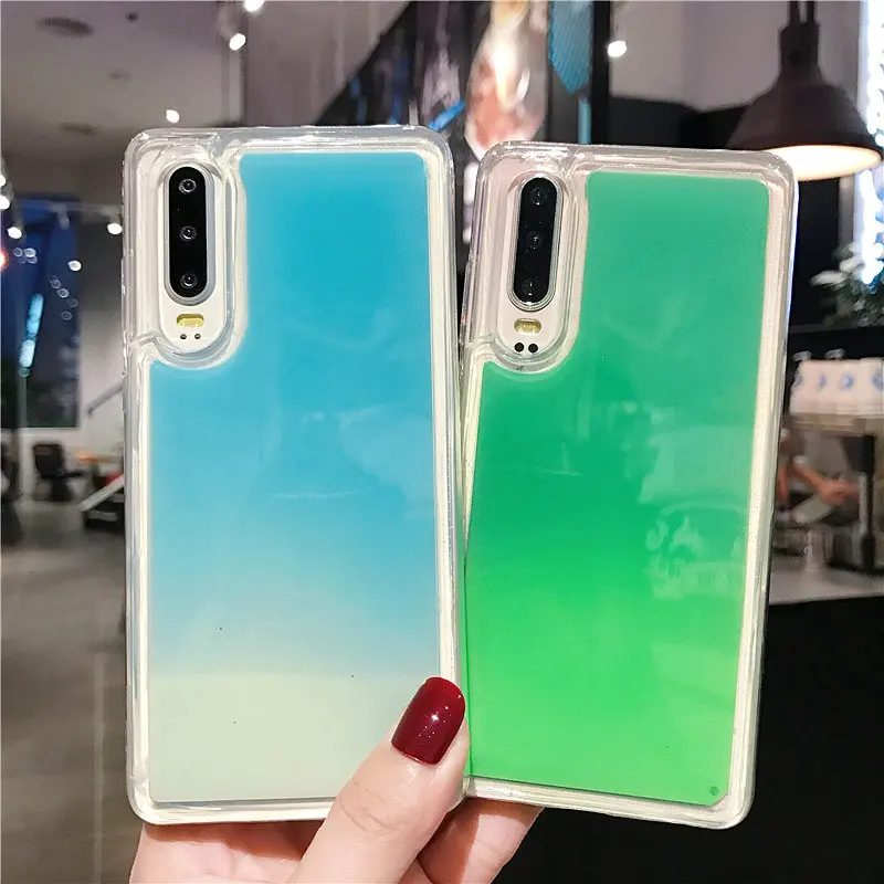 

Luminous Neon Sand Soft Case For Huawei P30 Pro P20 Lite Mate 20 Pro Glow In The Dark Liquid Glitter Quicksand Phone Cover Capa