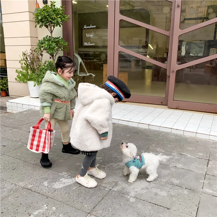 Осень-зима, новое шерстяное плотное пальто с капюшоном для маленьких девочек детское теплое удобное пальто Одежда для детей