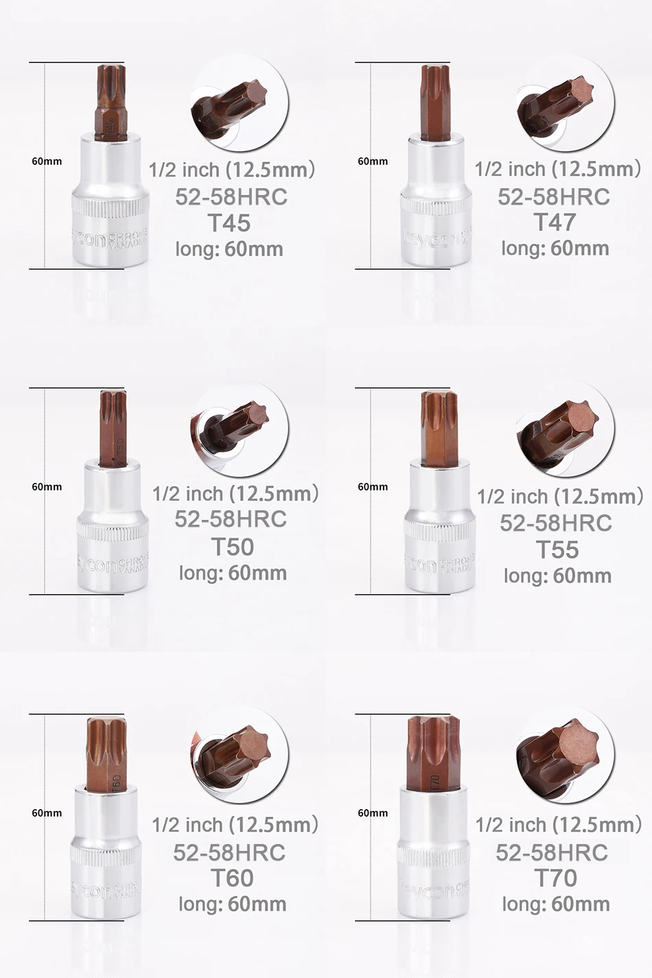 1/2 дюймов 12,5 мм Слива Шестигранная сверло биты для шуруповерта Torx инструменты T15 T20 T25 T27 T30 T40 T45 T47 T50 T60 T70 длиной 60 мм 100 мм
